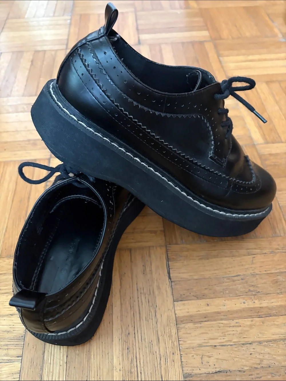 ASOS Chunky Platform Wingtip Brogues Oxfords Size 7 Flaws